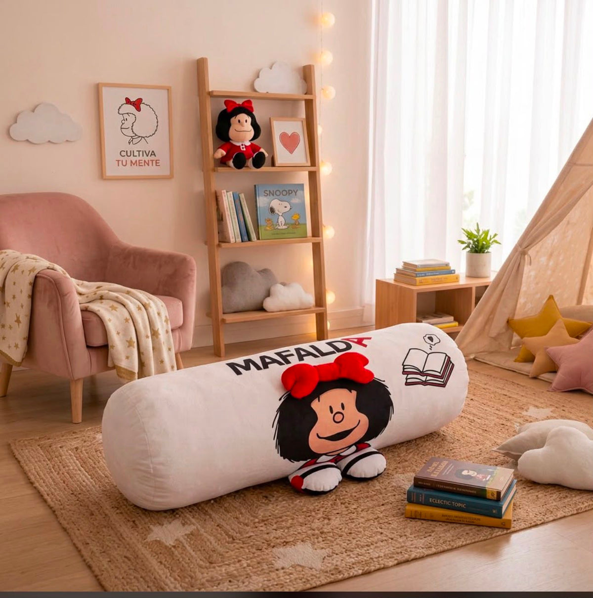 Almohada tubular decorativa de piel de durazno, 100 cm
